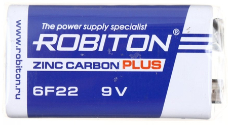 Батарейка солевая Robiton Zinc Carbon, 9V, 6F22, тип «Крона» Батарейка солевая Robiton Zinc Carbon, 9V, 6F22, тип «Крона»