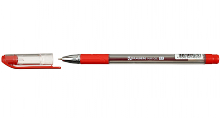 Ручка шариковая Brauberg Max-Oil, корпус прозрачный, стержень красный Ручка шариковая Brauberg Max-Oil, корпус прозрачный, стержень красный