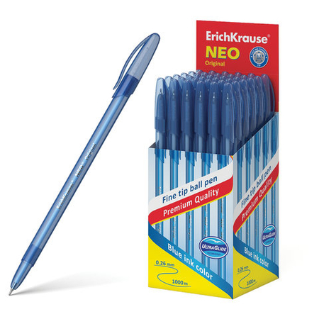 Ручка шариковая одноразовая ErichKrause Neo Stick Original, корпус синий, стержень синий