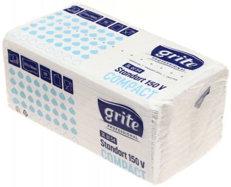 Полотенца бумажные Grite Compact (в пачке), 1 пачка, ширина 220 мм, белые
