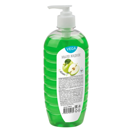 Мыло жидкое Vega, 500 мл, «Яблоко», с дозатором
