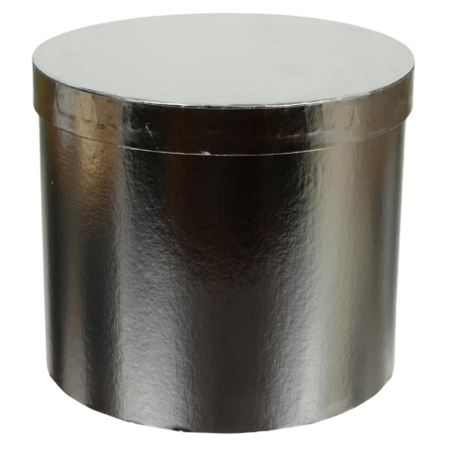 Коробка подарочная с крышкой (круглая, в собранном виде), 16*14 см, «Серебро» Коробка подарочная с крышкой (круглая, в собранном виде), 16*14 см, «Серебро»