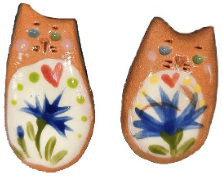 Брошь «Котик» (Ярохнович Ю.С.), 3,5*2 см, керамика, глазурь, ассорти