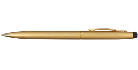 Ручка подарочная шариковая Flair Kriss, корпус золотистый, пластиковый футляр
