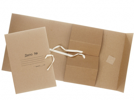 Папка картонная на завязках «Дело» (4 завязки) «Полиграфкомпонент», А4, ширина корешка 100 мм, 620 г/м2, немелованная, серая