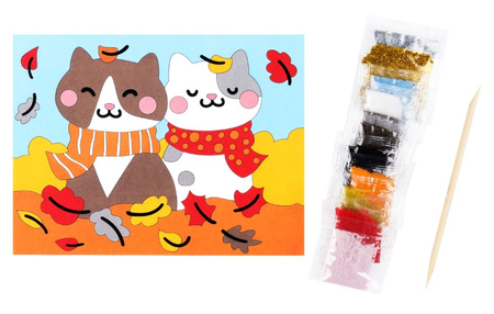 Набор для творчества «Аппликация из песка и блесток. Три совы», «Котики», 4+ Набор для творчества «Аппликация из песка и блесток. Три совы», «Котики», 4+