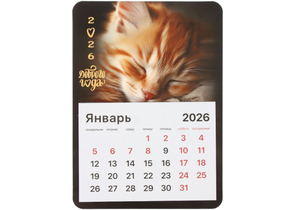 Календарь отрывной на магните на 2026 год Brauberg, 130×180 мм, «Котик»