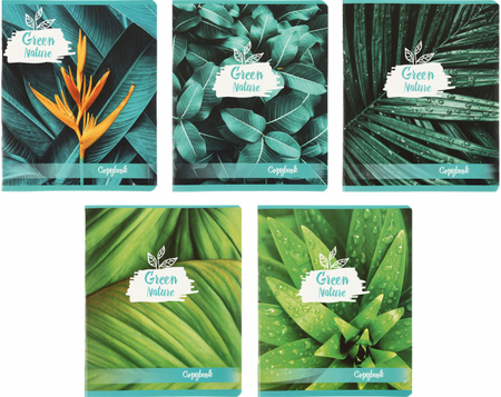 Тетрадь общая А5, 48 л. на скобе Brauberg Green Nature, 165*202 мм, клетка, ассорти