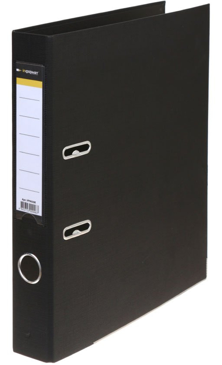 Папка-регистратор inФормат с односторонним ПВХ-покрытием , корешок 50 мм, черный