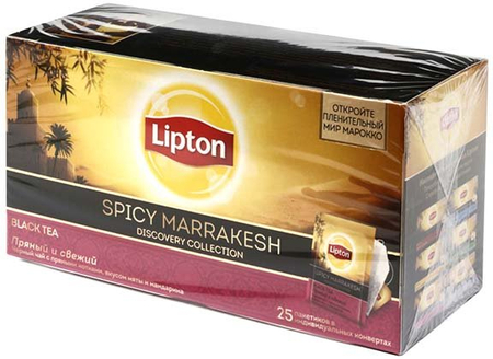 Чай Lipton , 50 г, 25 пакетиков, Spicy Marrakesh, черный с пряными нотками, вкусом мяты и мандарина