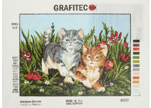Набор для вышивания «Основа с рисунком» Grafitec, 40×30 см, «Веселые котята»