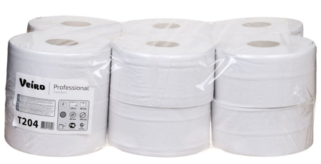 Бумага туалетная Veiro Professional Comfort, 12 рулонов, ширина 95 мм, 200 м, белая 