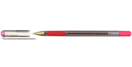 Ручка шариковая MunHwa MC Gold, корпус прозрачный, стержень розовый