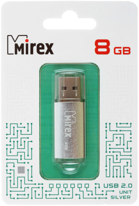 Флэш-накопитель Mirex Unit, 8Gb, корпус серебристый