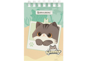 Блокнот на гребне Brauberg А7, 75×105 мм, 40 л., клетка, «Милые коты» Блокнот на гребне Brauberg А7, 75×105 мм, 40 л., клетка, «Милые коты»