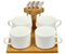 Набор чашек керамических на деревянной подставке «Эстет», 4 шт., 150 мл., белый