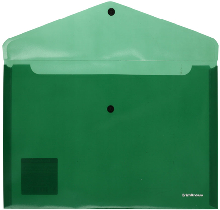 Папка-конверт пластиковая на кнопке ErichKrause Fizzy Classic, толщина пластика 0,14 мм, зеленая