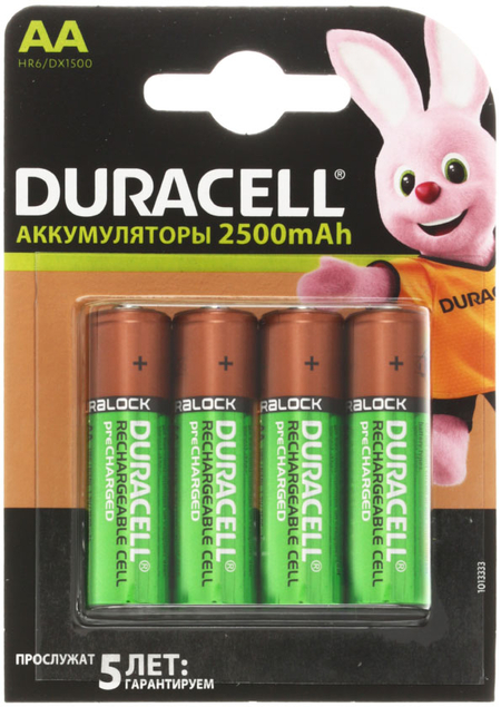 Аккумулятор Duracell Turbo, AA, 1.2V, 2500 mAh (4 шт. в упаковке) Аккумулятор Duracell Turbo, AA, 1.2V, 2500 mAh (4 шт. в упаковке)