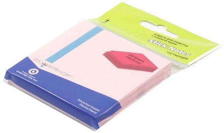 Бумага для заметок с липким краем Silwerhof, 75*75 мм, 1 блок*100 л., розовая