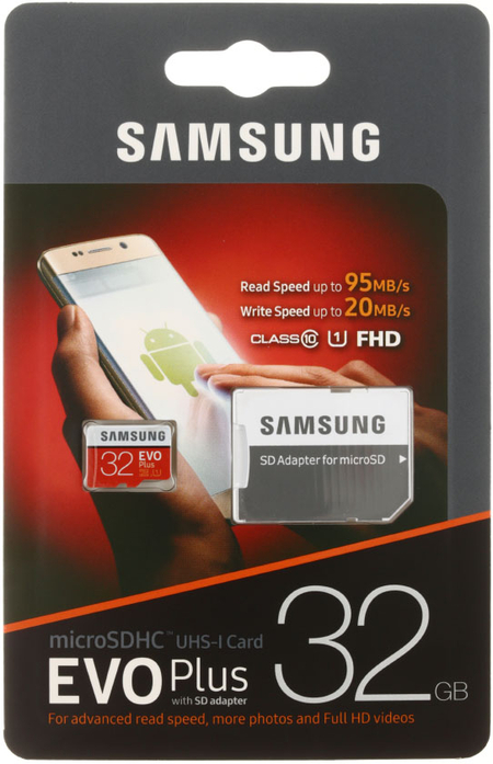 Карта памяти microSDHC Samsung class 10, SDHC, class 10, 32 Gb + адаптер