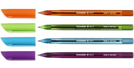 Ручка шариковая одноразовая Schneider Vizz F Neon, корпус ассорти, стержень синий