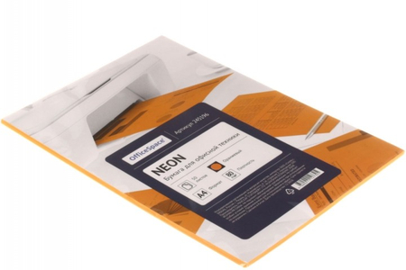 Бумага офисная цветная OfficeSpace Neon, А4 (210*297 мм), 80 г/м2, 50 л., оранжевая неон