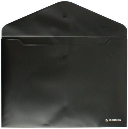 Папка-конверт пластиковая на кнопке Brauberg Super, толщина пластика 0,2 мм, черная Папка-конверт пластиковая на кнопке Brauberg Super, толщина пластика 0,2 мм, черная