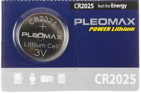 Батарейка литиевая дисковая Samsung Pleomax, CR2025, 3V