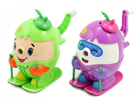 Точилка механическая детская Darvish, 1 отверстие, в форме человечка на лыжах, ассорти (цена за 1 шт.)