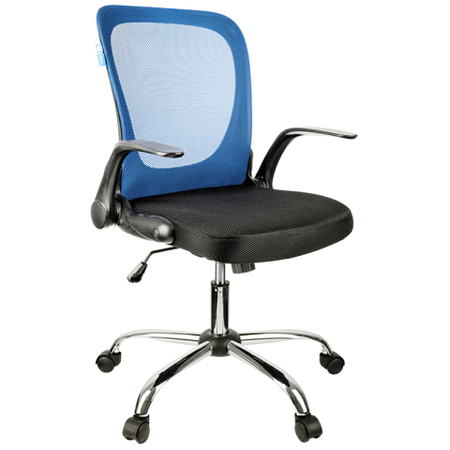 Кресло офисное Helmi HL-M04 Active, спинка — сетка синяя, сиденье — ткань черная