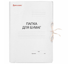 Папка картонная на завязках «Папка для бумаг» Brauberg Standard, А4, ширина корешка 20 мм, плотность 320 г/м², мелованная, белая Папка картонная на завязках «Папка для бумаг» Brauberg Standard, А4, ширина корешка 20 мм, плотность 320 г/м², мелованная, белая