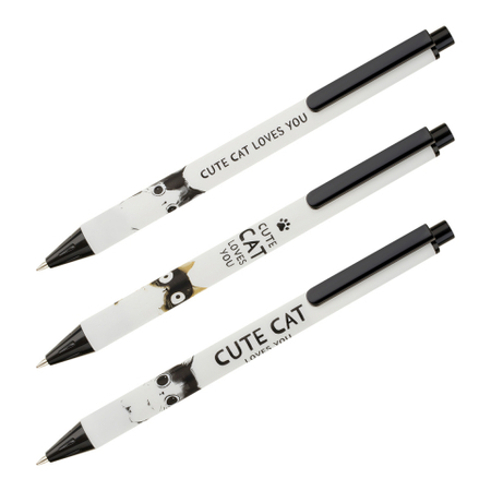 Ручка шариковая автоматическая Meshu , Cute Cats, корпус ассорти, стержень синий