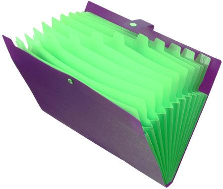 Папка пластиковая объемная 12 отделений Berlingo Your Way, толщина пластика 0,6 мм, фиолетовая