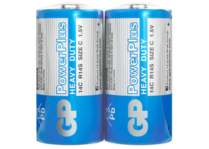 Батарейки солевые GP PowerPlus, C, R14S, 1.5V, 2 шт.
