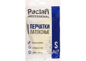 Перчатки резиновые с хлопковым напылением Paclan Professional, размер S, желтые