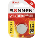 Батарейка литиевая дисковая Sonnen Lithium, CR2025, 3V