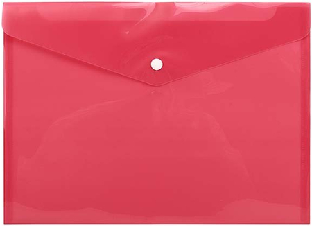 Папка-конверт пластиковая на кнопке inФормат, толщина пластика 0,15 мм, красная
