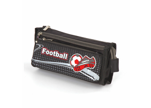Пенал трехкамерный мягкий «Юнландия», 200×70×90 мм, «Футбол», черный
