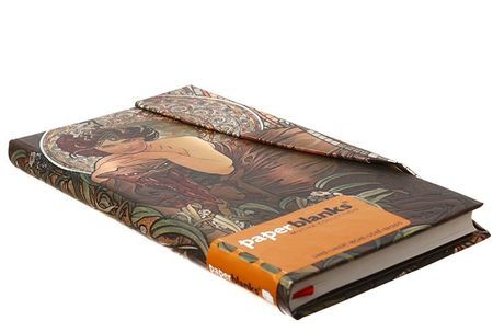 Книжка записная Paperblanks Mucha Collection, 90*180 мм, 88 л., линия, «Изумруд»