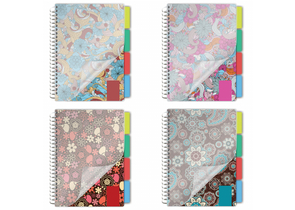 Блокнот-тетрадь на гребне с разделителями Brauberg, 170×215 мм, 150 л., клетка, Foxy Lady, ассорти