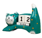 Благотворительный деревянный настольный календарь «Вечный», 14×5,4×10 см, «Кошка» (англ.яз.: месяцы)