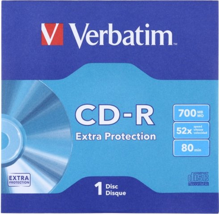Компакт-диск CD-R Verbatim, 52x, бумажный конверт Компакт-диск CD-R Verbatim, 52x, бумажный конверт