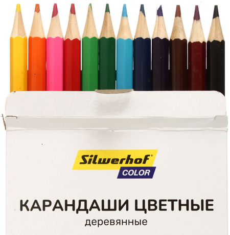 Карандаши цветные Silwerhof Color, 12 цветов, длина 175 мм Карандаши цветные Silwerhof Color, 12 цветов, длина 175 мм