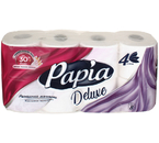 Бумага туалетная Papia Deluxe, 8 рулонов, ширина 95 мм, белая