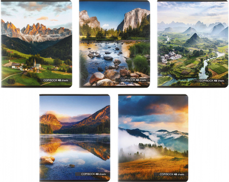 Тетрадь общая А5, 48 л. на скобе Creativiki «Природа», 163*202 мм, клетка, ассорти (цена за 1 шт.)