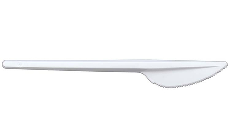 Нож одноразовый пластиковый, длина 165 мм, белый