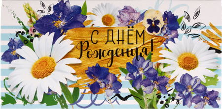Открытка-конверт «Мир поздравлений», 84*168 мм, «С Днем рождения!»