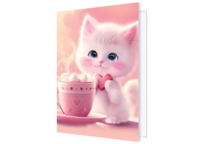 Открытка поздравительная «Мир открыток», 115×85 мм, двойная, «Котик с какао»