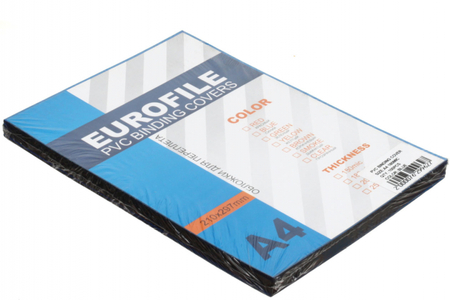 Обложки для переплета пластиковые Eurofile, А4, 100 шт., 180 мкм, прозрачно-синие