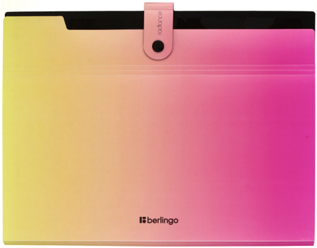 Папка пластиковая на кнопке с 5 отделениями Berlingo Radiance А4, толщина пластика 0,6 мм, желтый/розовый градиент